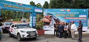 The Governor of Arunachal Pradesh Brig. (Dr.) B.D. Mishra (Retd.) flag off the second edition of Indo � Bhutan Friendship Car Rally 2017 at Itanagar on 21st November 2017. 